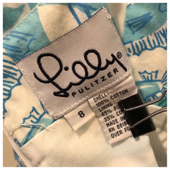 Lilly Pulitzer Sundress Size 8 Splash Blue Marlin White Label Vintage - Picture 3 of 5